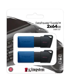 USB ფლეშ მეხსიერება Kingston 64GBx2 USB 3.2 Type-A Gen1 DT Exodia Black Blue - Primestore.ge