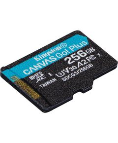 მეხსიერების ბარათი Kingston 256GB microSDXC C10 UHS-I U3 A2 R170/W90MB/s + SD  - Primestore.ge