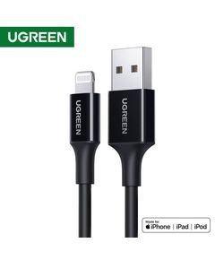 კაბელი UGREEN USB-A Male to Lightning Male Cable Nickel Plating ABS Shell 1m (Black)  - Primestore.ge