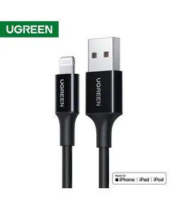 Cable UGREEN USB-A Male to Lightning Male Cable Nickel Plating ABS Shell 1m (Black)