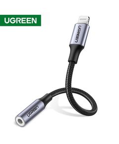 Audio Adapter UGREEN 30756 Lightning M / F Round Cable Aluminum Shell with Braided 10cm (Black)