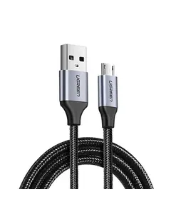 USB კაბელი UGREEN US290 (60147) USB 2.0 A to Micro USB Cable Nickel Plating Aluminum Braid 1.5m (Black)  - Primestore.ge
