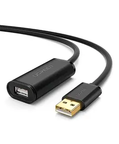 USB დამაგრძლებელი UGREEN US121 (10319) USB 2.0 Active Extension Cable with Chipset 5m (Black) - Primestore.ge