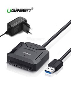 Primestore.ge - მყარი დისკის  წამკითხველი UGREEN CR108 (20611) USB 3.0 to SATA Hard Driver converter cable with 12V 2A power adapter 50CM