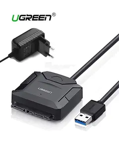 მყარი დისკის  წამკითხველი UGREEN CR108 (20611) USB 3.0 to SATA Hard Driver converter cable with 12V 2A power adapter 50CM - Primestore.ge