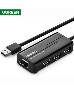 Network Card UGREEN 20264 USB 2.0 10 / 100Mbps USB to Lan + 3Port USB HUB Network Adapter