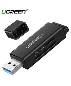 ბარათის წამკითხველი + მეხსიერების ბარათი UGREEN CM104 (40752) USB 3.0 to TF + SD Dual Card Reader (Black)  - Primestore.ge
