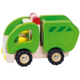 ხის ნაგვის მანქანა goki Machine wooden Garbage truck (green) 55964G  - Primestore.ge