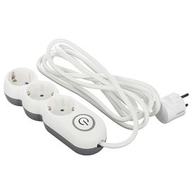 Extension cable 2E 3 Ways socket, with children protection. H05VV-F 3G*1.0mm, 3m, white, suitable for vertical mounting
