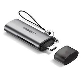 ბარათის წამკითხველი UGREEN CM184 (50704) USB-C to TF / SD Card Reader, Silver Type-C  - Primestore.ge