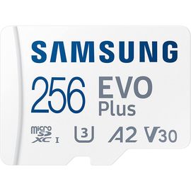 მეხსიერების ბარათი Samsung EVO Plus A2 V30 MIcroSDXC UHS-I 256GB  - Primestore.ge