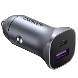 მანქანის დამტენი UGREEN CD130 (40858), 30W, USB, USB-C, Type-c, Space Gray  - Primestore.ge