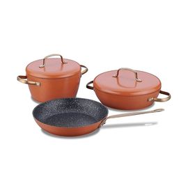 ქვაბების ნაკრები Korkmaz A2607-1 VINTAGE Brown Cookware Set (5 pcs)  - Primestore.ge
