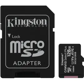 მეხსიერების ბარათი Kingston 128GB microSDXC C10 UHS-I R100MB/s Canvas Select Plus + SD  - Primestore.ge
