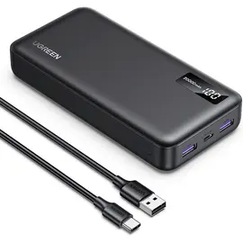 პორტატული დამტენი UGREEN PB312(25683), 20000mAh, USB Type-C, USB, Two-way Power Bank, Black - Primestore.ge