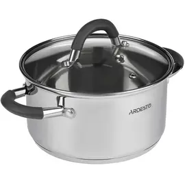 ქვაბი Ardesto Casserole with glass lid Gemini Salerno, 1.2l, stainless steel, silicone - Primestore.ge