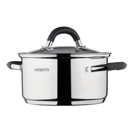 Ardesto Casserole with glass lid Gemini Salerno, 0.8l, stainless steel, silicone