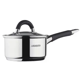 Saucepan Ardesto Gemini, glass lid, 0.8 l, gray handles with silicone