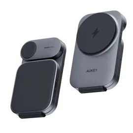 უსადენო დამტენი Aukey 3 in-1 15W LC-MC312 MagFusion Z Qi2 Foldable Wireless Charging Station - Gray - Primestore.ge