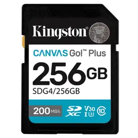მეხსიერების ბარათი Kingston Canvas Go Plus 256GB SD Card | Up to 200MB/s | Class 10, UHS-I, U3, V30 | SDG4/256GB - Primestore.ge