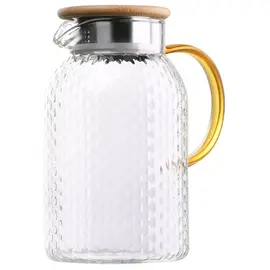 დოქი Ardesto Pitcher with lid Dew 1500ml, borosilicate glass, stainless steel, bamboo, transparent - Primestore.ge