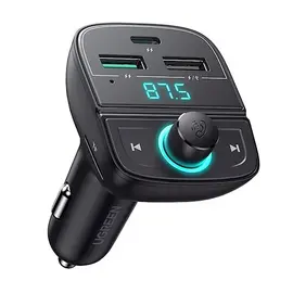 მობილურის დამტენი UGREEN CD229 (80910) Bluetooth Car Charger BT5.0, PD, QC3.0, USB Flash Drive, TF, Black  - Primestore.ge