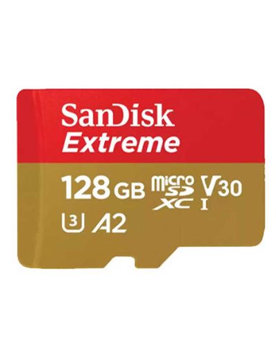 მეხსიერების ბარათი SanDisk 128GB Extreme MicroSD/XC UHS-I Card 190MB/S V30/4k Class 10 SDSQXAA-128G-GN6MN  - Primestore.ge