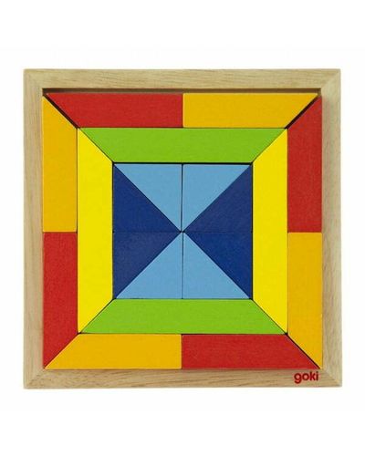 ხის ასაწყობი ფაზლი Goki The wooden puzzle The world of shapes - square 57572-3  - Primestore.ge