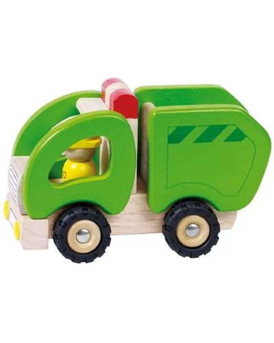 Wooden garbage truck goki Machine wooden Garbage truck (green) 55964G