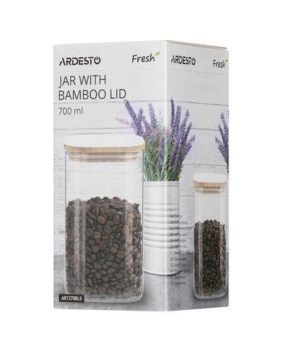 Jar Ardesto Jar Fresh, 700 ml, square, glass, bamboo, 3 image
