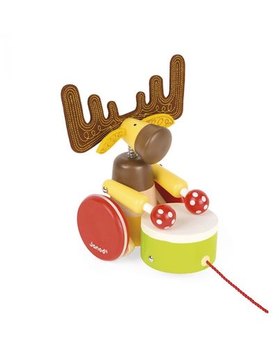 სათამაშო ეტლი Janod Roller Toy Moose with drum J08199 , 2 image - Primestore.ge