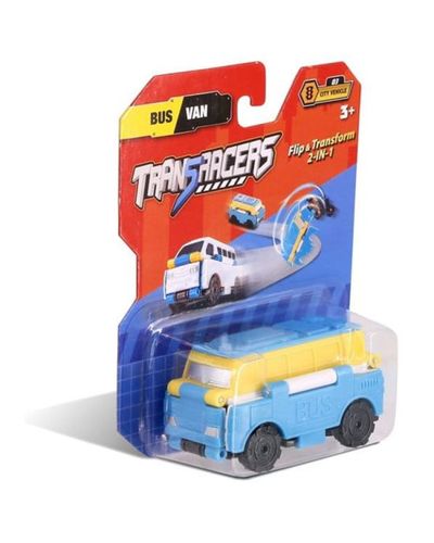 The toy vehicle is the TransRacers Bus & Van