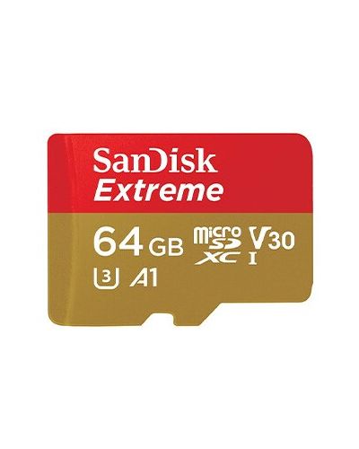 მეხსიერების ბარათი SanDisk 64GB Extreme MicroSD/XC UHS-I Card Up to 170MB/s/C V30/4K/A2 SDSQXAH-064G-GN6MN  - Primestore.ge