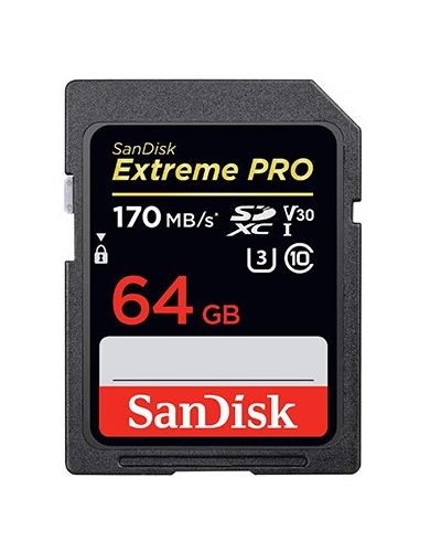 მეხსიერების ბარათი SanDisk 64GB Extreme PRO SD/XC UHS-I Card 200MB/S V30/4K Class 10 SDSDXXU-064G-GN4IN  - Primestore.ge