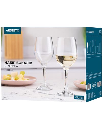 Wine glasses Ardesto Wine glasses set Gloria 6 pcs, 300 ml, glass, 2 image