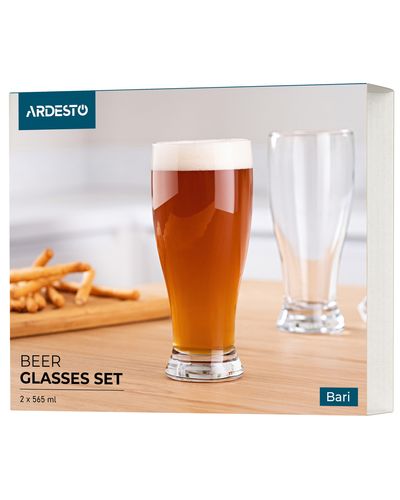 ლუდის ჭიქების ნაკრები Ardesto Beer glasses set Bari 565 ml, 2 pcs, glass , 2 image - Primestore.ge