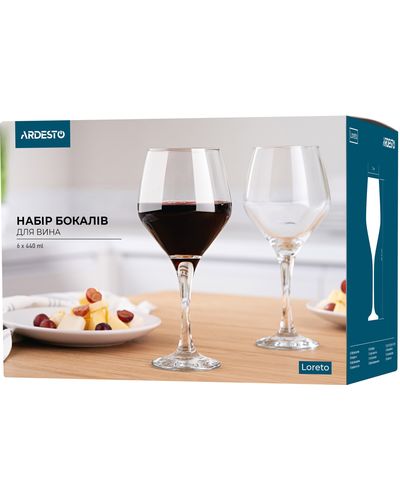 ღვინის ჭიქები Ardesto Wine glasses set Loreto 6 pcs, 440 ml, glass , 2 image - Primestore.ge