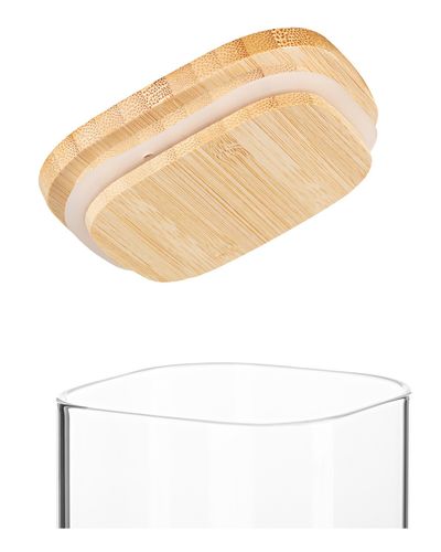 ქილა Ardesto Jar Fresh, 1300 ml, square, glass, bamboo , 2 image - Primestore.ge