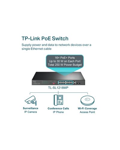 სვიჩი TP-Link TL-SL1218MP 16-Port 10/100 Mbps + 2-Port Gigabit Rackmount Switch , 3 image - Primestore.ge