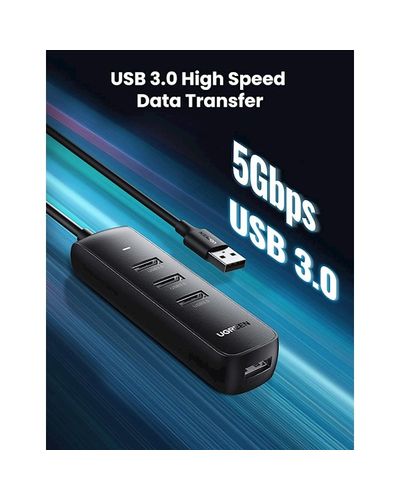 USB ჰაბი UGREEN CM416 (10915) 4-Port USB3.0 Splitter, 0.25m, Black , 2 image - Primestore.ge
