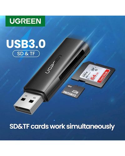 ბარათის წამკითხველი UGREEN CM264 (60722) USB3.0 Multifunction Card Reader, Black , 2 image - Primestore.ge