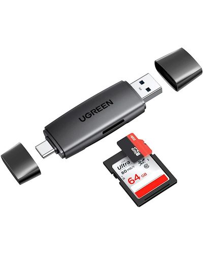 ბარათის წამკითხველი UGREEN CM304 (80191) Multifunction Card Reader, USB-A, USB-C, SD/TF, Black  - Primestore.ge