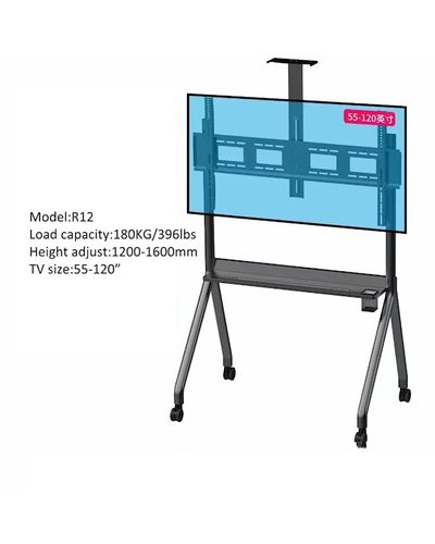 ტელევიზორის საკიდი Allscreen Universal LCD LED TV Bracket R12, With Roller, Size 55”-120”, Black , 3 image - Primestore.ge