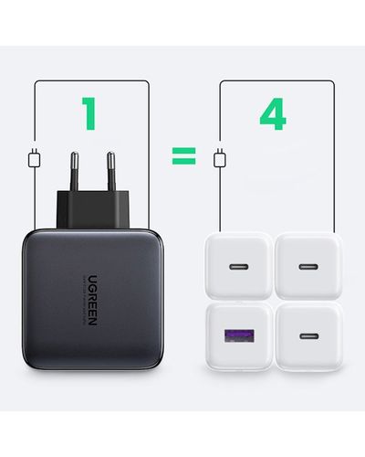 USB-C charger UGREEN CD226 (40747) GaN Fast Charger, 3xUSB-C, USB-A, 100W, Black, 3 image