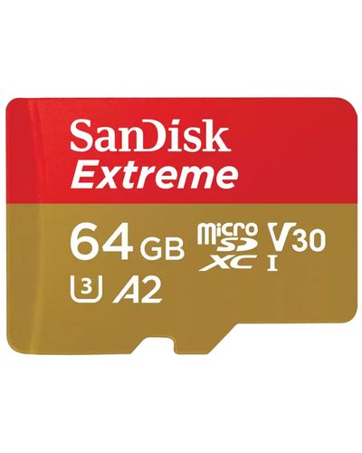 მეხსიერების ბარათი SanDisk 64GB Extreme microSDXC UHS-I - Red/Gold  - Primestore.ge