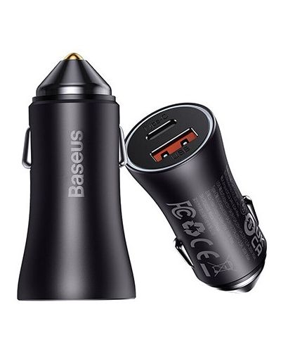 Car charger Baseus Golden Contactor Max Dual Fast Charger Car Charger USB/Type-C 60W CGJM000113, 3 image