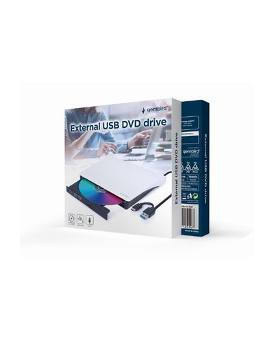 დისკის წამკითხველი Gembird External USB DVD Drive (DVD-USB-03-BW) - Black/White , 2 image - Primestore.ge