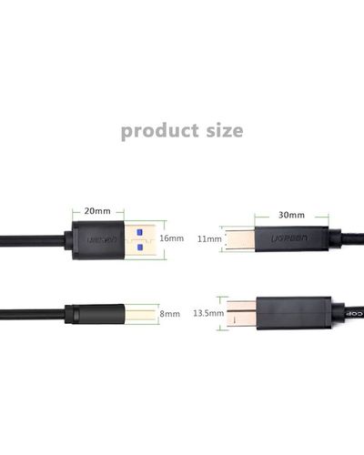 Printer cable UGREEN US210 (10372) USB-B 3.0 Type B to Type A Print Cable 2m (Black), 4 image