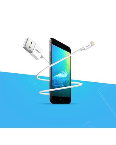 USB კაბელი UGREEN 20730 USB 2.0 A Male to Lightning Male Cable Nickel Plating ABS Shell 2m (White) , 3 image - Primestore.ge