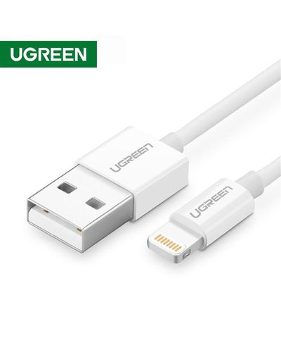 USB კაბელი UGREEN 20730 USB 2.0 A Male to Lightning Male Cable Nickel Plating ABS Shell 2m (White)  - Primestore.ge